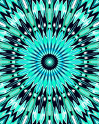 Cool Blue Radiant Mandala Design Rug