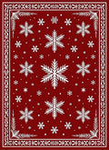 Red Snowflake Wonderland Border Design Rug
