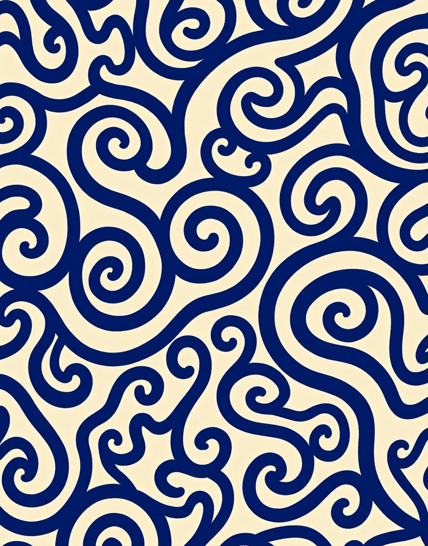 Navy Swirl Artful Pattern Rug