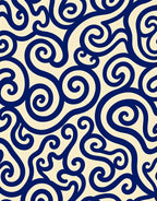 Navy Swirl Artful Pattern Rug