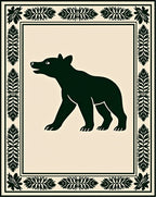 Bold Bear Forest Silhouette Border Design Rug