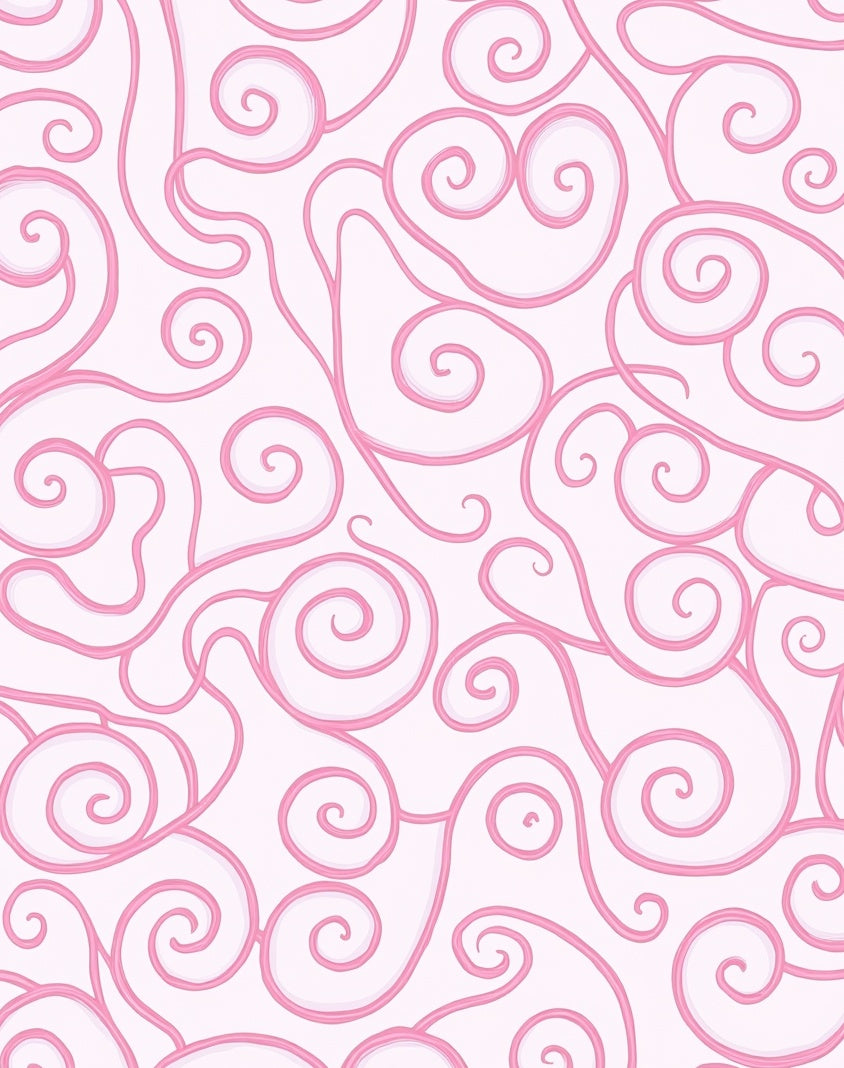 Pink Swirl Vine Pattern Rug
