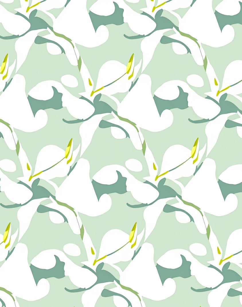 Abstract Lily Pattern In Mint Green Rug