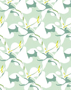 Abstract Lily Pattern In Mint Green Rug
