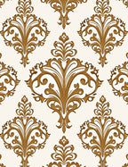 Elegant Gold Scrollwork Damask Pattern Rug