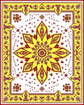 Bright Yellow Red Floral Mandala Design Rug
