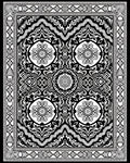 Intricate Black White Floral Border Rug