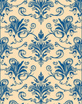 Classic Blue Floral Scroll Design Rug