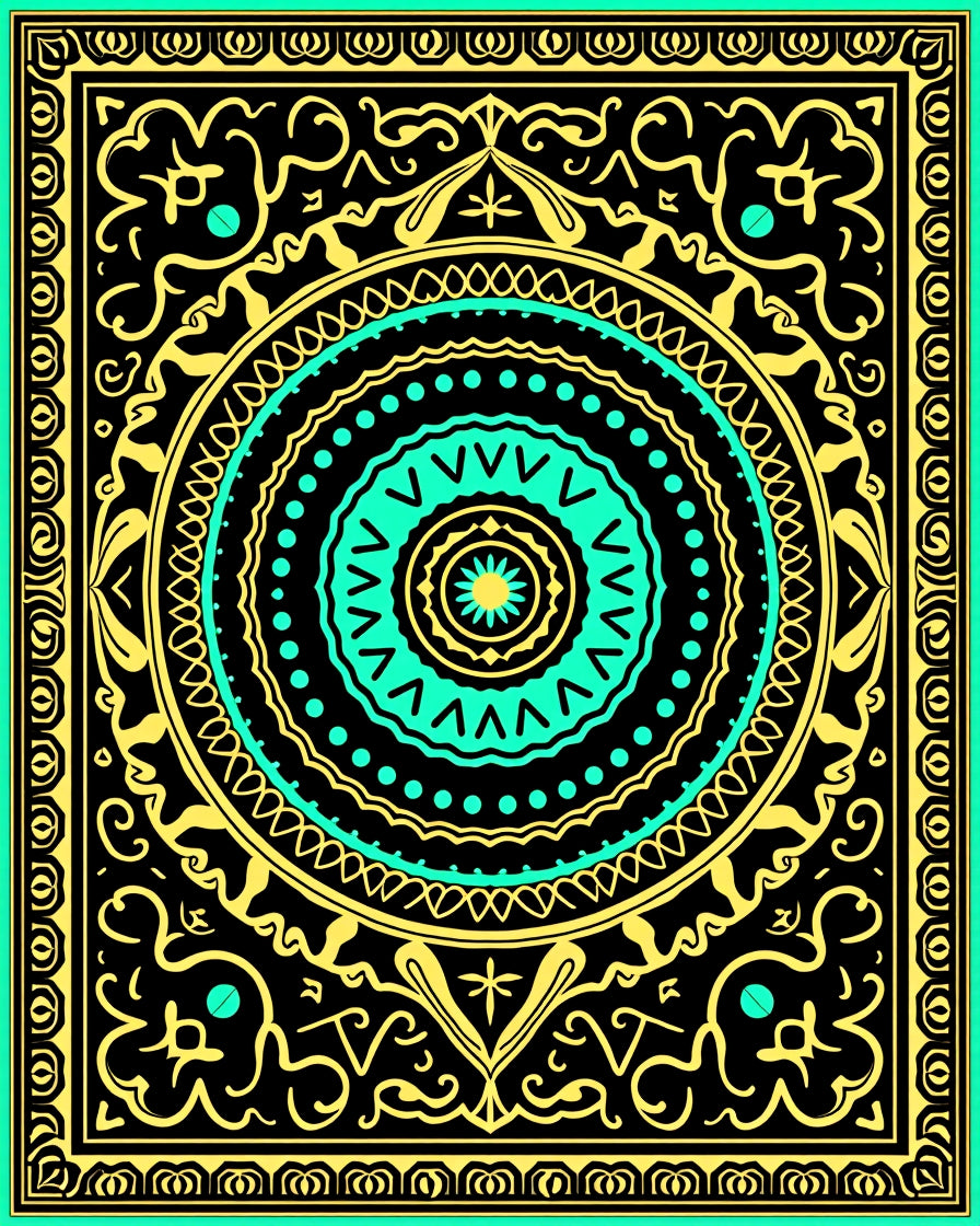 Bold Geometric Mandala Pattern Rug