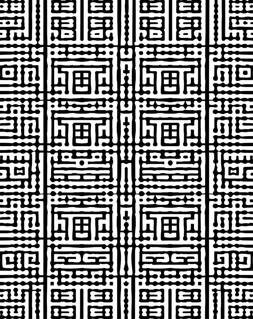 Monochrome Maze Patterned Abstract Rug