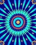 Radiant Blue Green Floral Mandala Rug