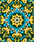 Golden Teal Intricate Mandala Design Rug