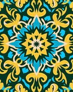 Golden Teal Intricate Mandala Design Rug