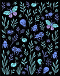 Whimsical Blue Butterfly Bug Garden Rug