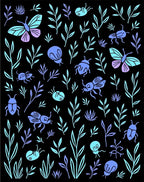 Whimsical Blue Butterfly Bug Garden Rug