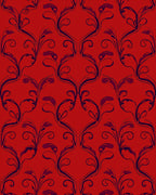 Red Elegant Floral Swirl Pattern Rug