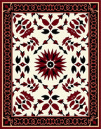 Crimson Floral Medallion Pattern Rug