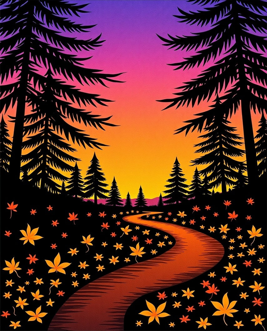 Forest Path Autumn Leaves Rug