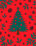 Festive Christmas Tree Holly Pattern Rug