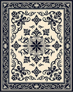 Intricate Floral Scrollwork Inlay Rug
