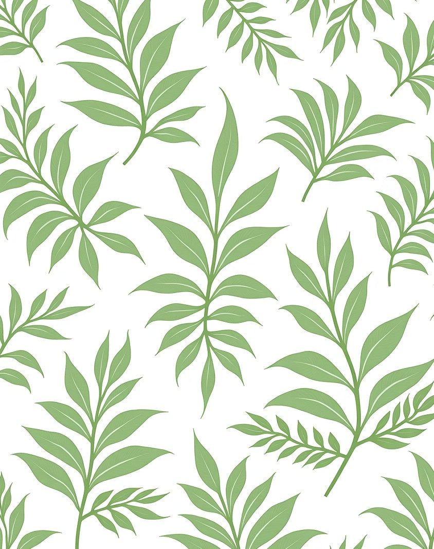 Delicate Green Leaf Pattern Rug