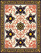Ornate Floral medallion Tile Pattern Design Rug
