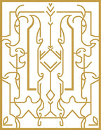 Golden Art Deco Inspired Geometric Line Art Rug