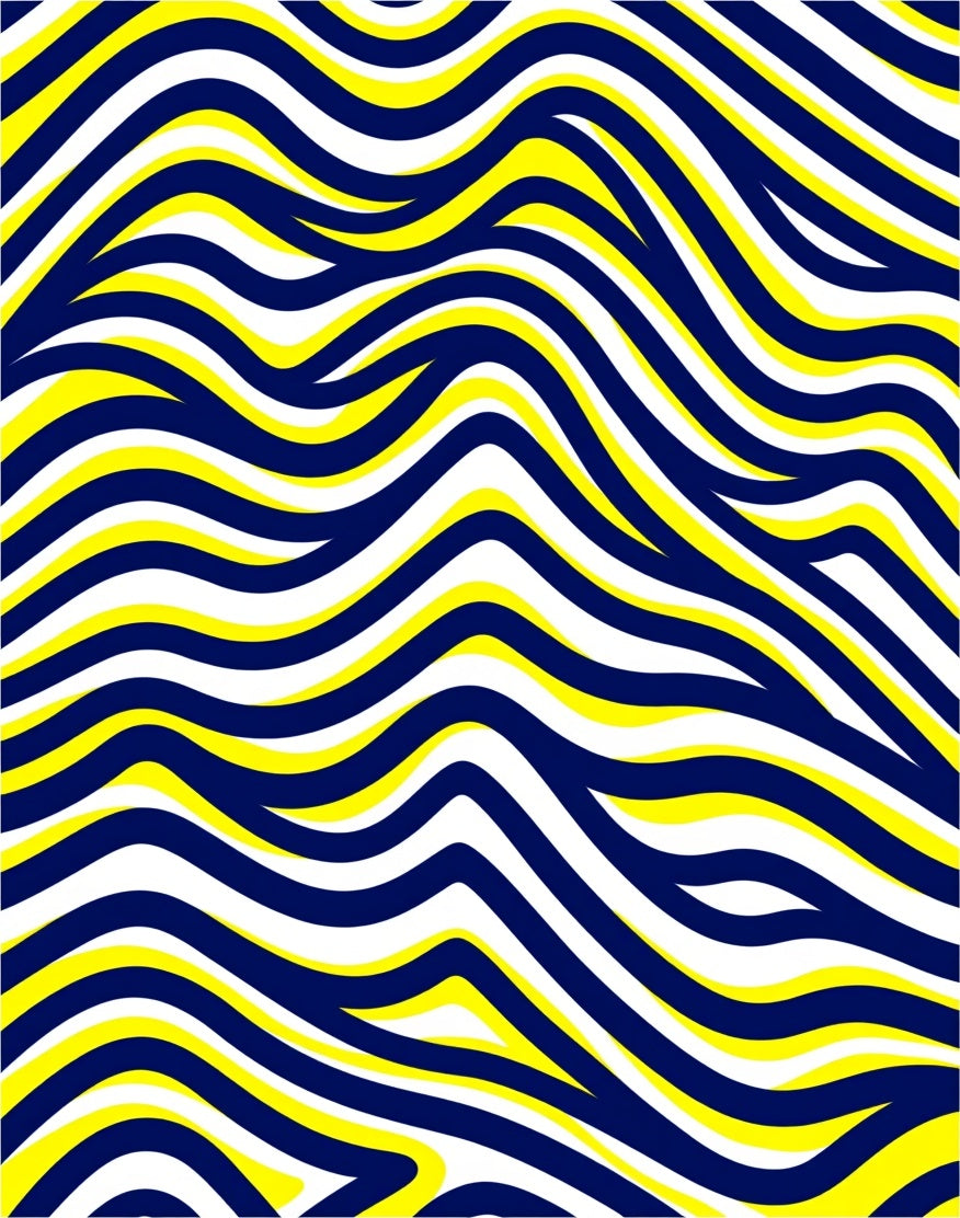 Bold Yellow Blue Wavy Stripes Rug