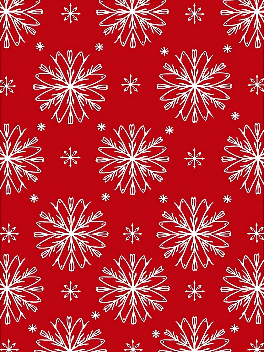 Red White Snowflake Pattern Rug