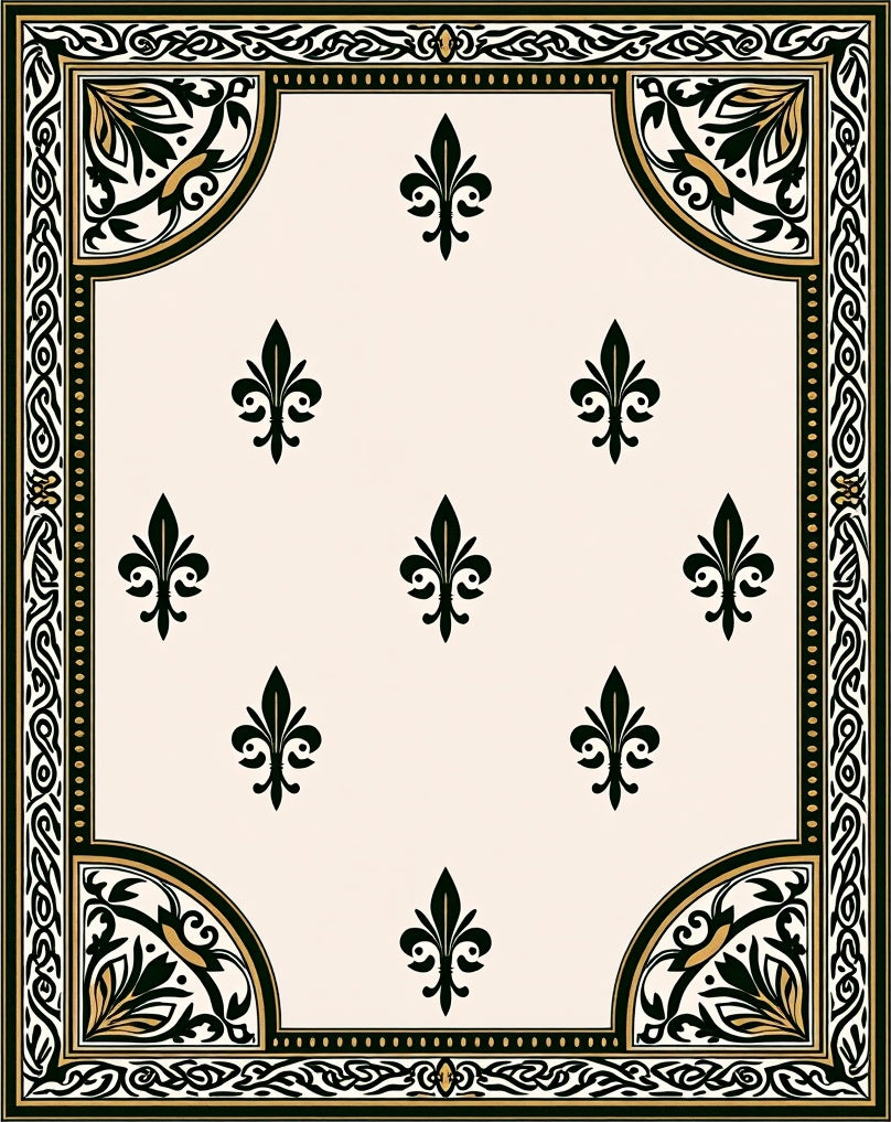 Ornate Fleur de Lis Classic Motif Rug
