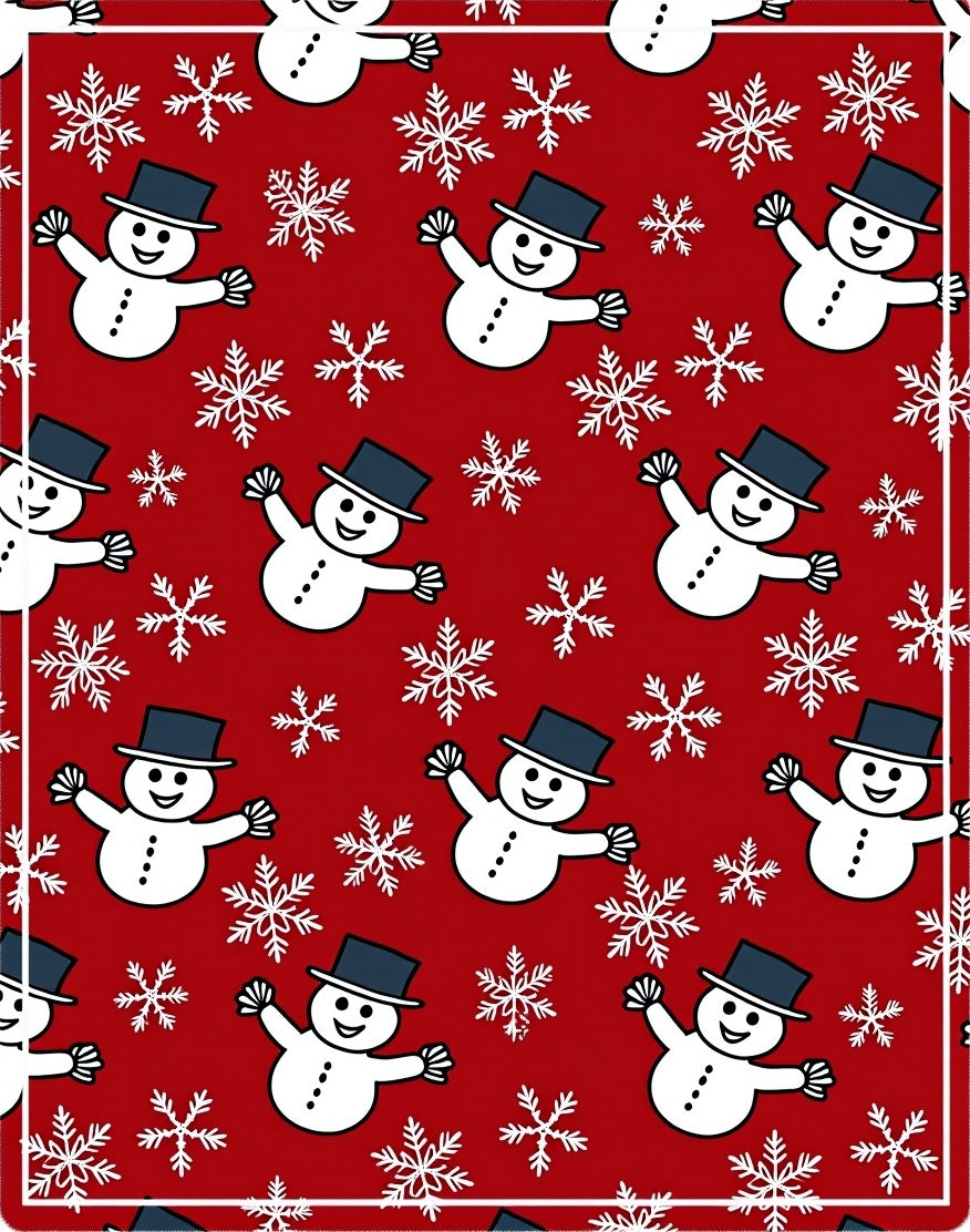 Festive Snowman And Snowflake Pattern Rug