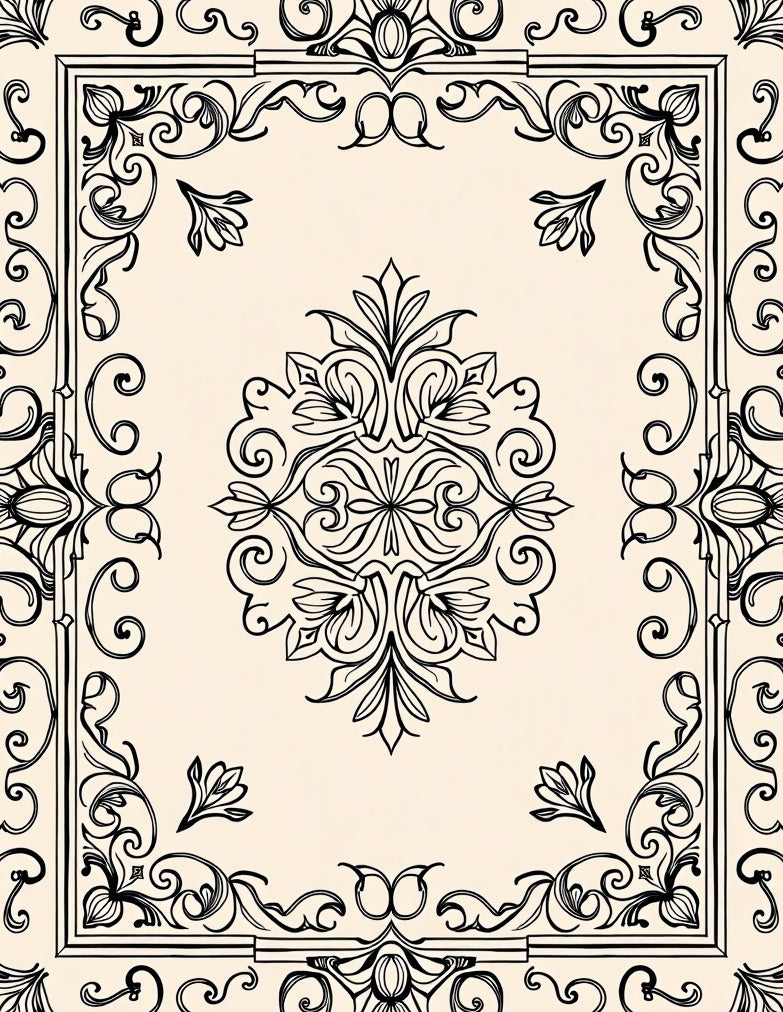 Elegant Floral Scrollwork Decorative Rug
