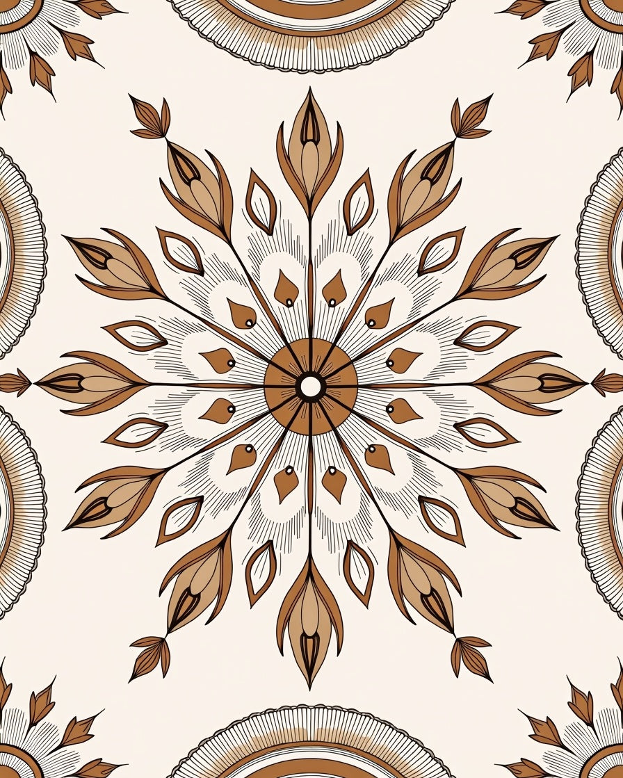 Radial Floral Mandala Pattern Rug