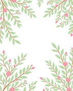 Delicate Pink Blossom Branch Pattern Rug