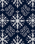 White Snowflake Swirl Pattern Design Rug