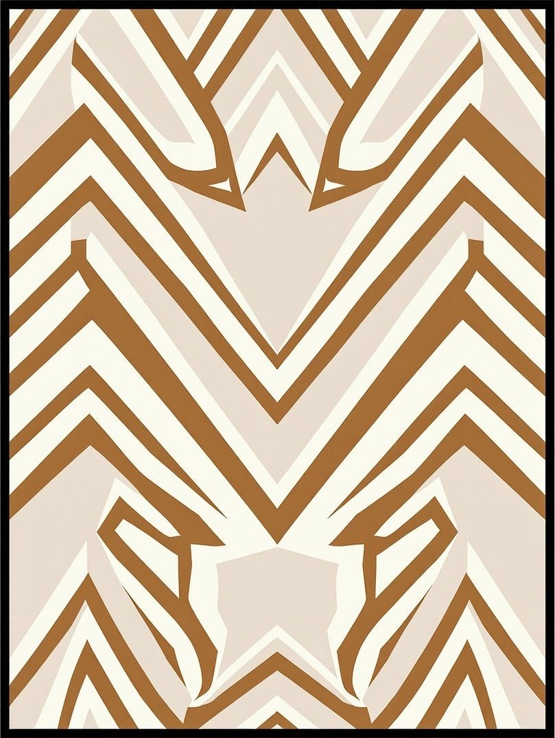 Brown White Geometric Chevron Composition Rug