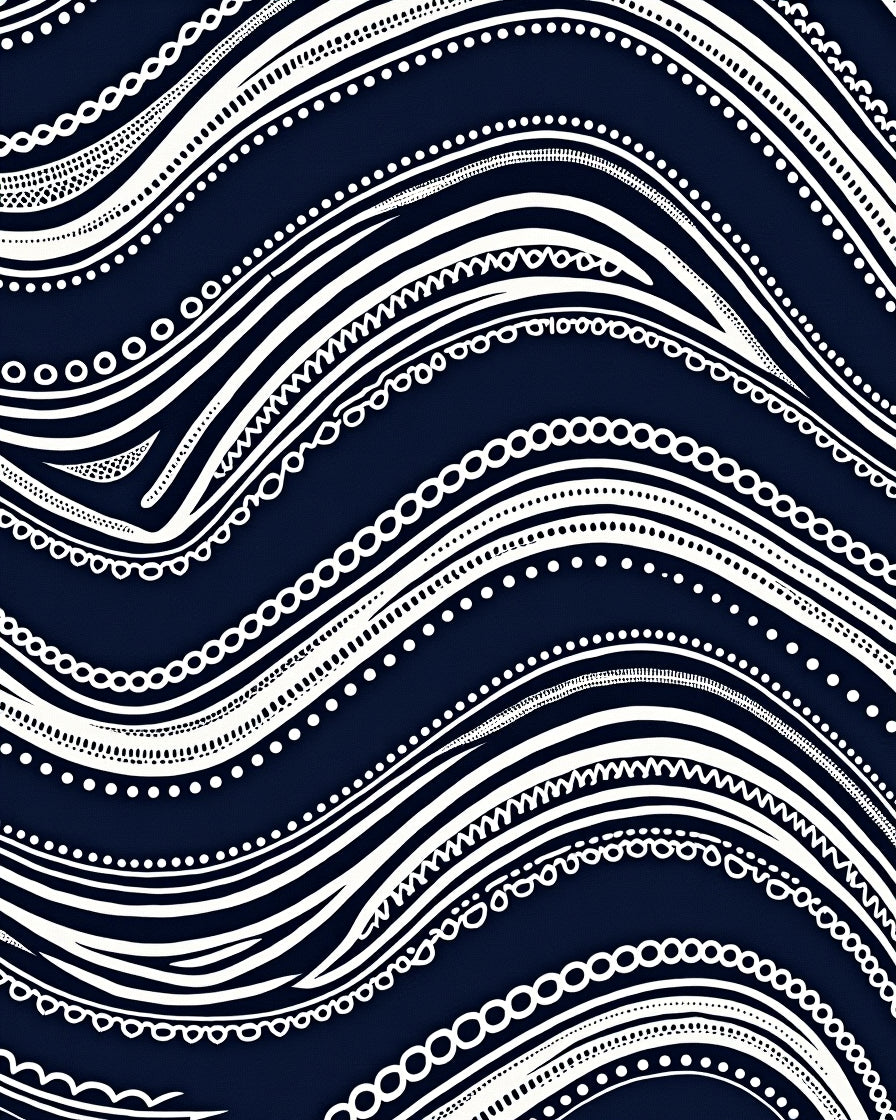 Flowing Lines White On Dark Blue Rug