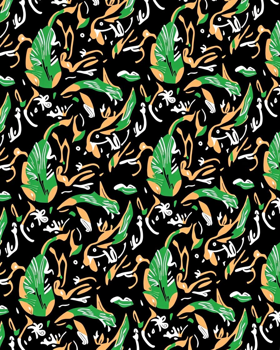 Green Orange Abstract Brushstrokes Pattern Rug