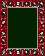 Red Green Plaid Floral Border Rug