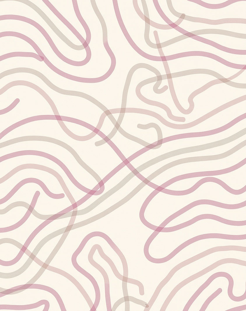 Soft Pink and Cream Wavy Lines Rug