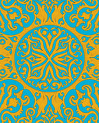 Opulent Gold Floral Medallion Pattern Rug