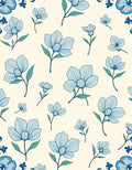 Light Blue Floral Sketch Pattern Rug