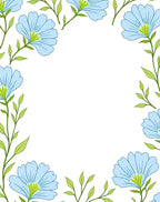 Light Blue Floral Vine Border Pattern Rug