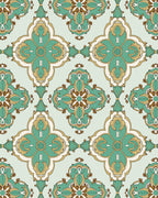 Vintage Teal Gold Medallion Pattern Rug