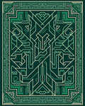 Emerald Geometric Layered Circuit Mandala Rug