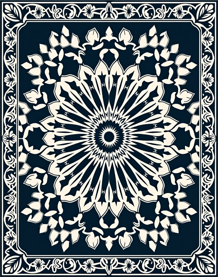 Intricate Medallion Floral Pattern Rug