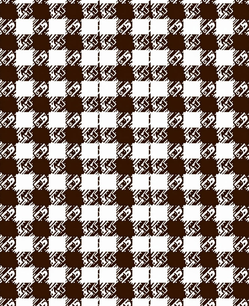 Brown White Checkered Pattern Rug