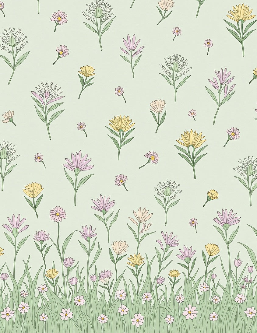 Whimsical Field of Flowers Pattern Rug