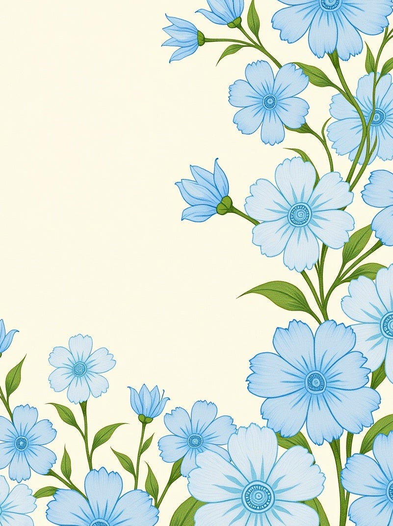 Light Blue Floral Vine Pattern Rug
