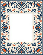 Vintage Floral Leaf Swirls Frame Rug